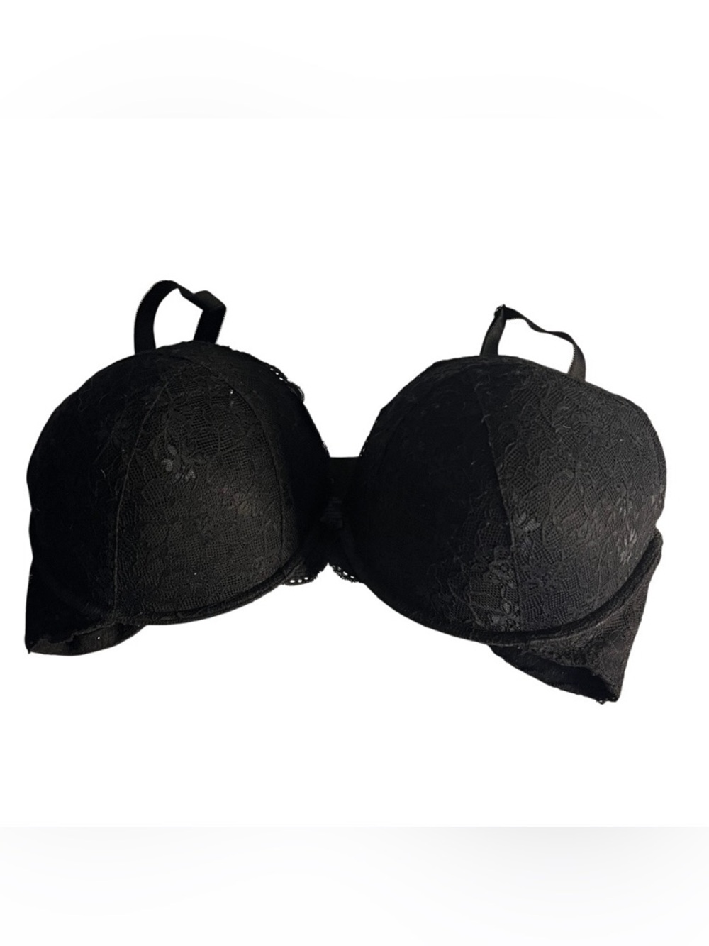TORRID Black Lace Bra Push-Up Plunge Lightly Padded Size 46 DD 46 E